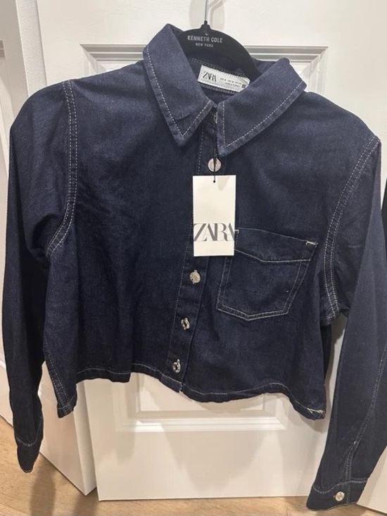 Zara Jackets & Blazers - Zara Dark Indigo Cropped Denim Jacket